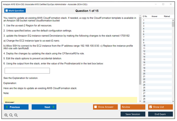 Amazon AWS AWS Certified SysOps Administrator - Associate (SOA-C02) SOA-C02 Practice Exam Dumps 2024 - Actual Exam Braindumps